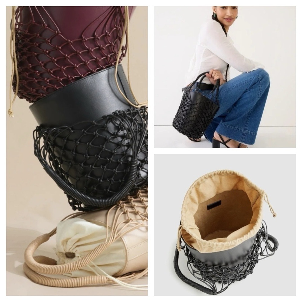 J. Crew Sedona Basket Bag Black Leather
